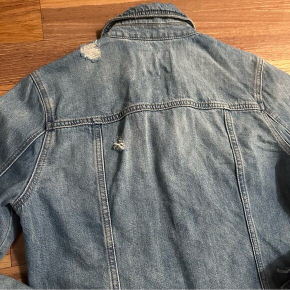 Blank NYC Heavily Distressed Denim Jean Jacket, Medium Wash, Small - Picture 11 of 16
